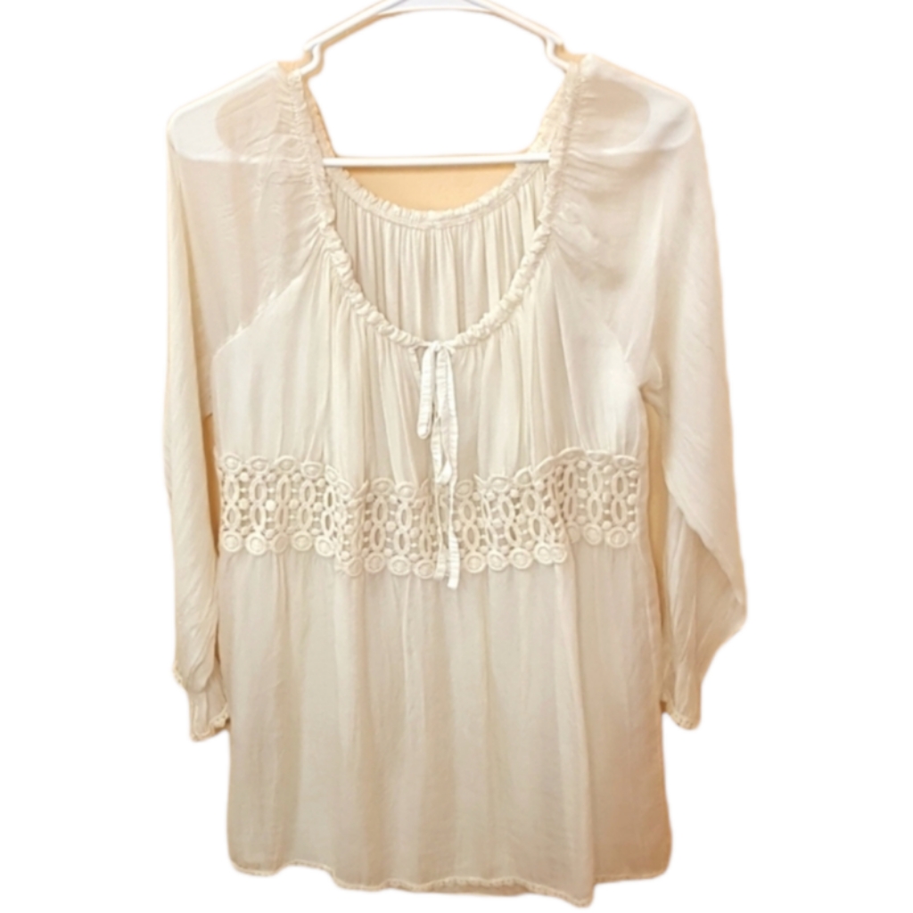 Off White Lace Tunic Unknown Brand